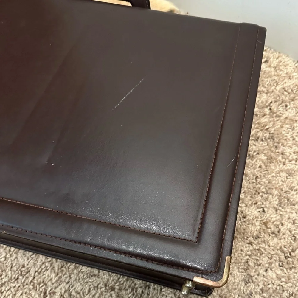 Vintage Brown leather Presto briefcase chocolate brown leather w/ gold hardware